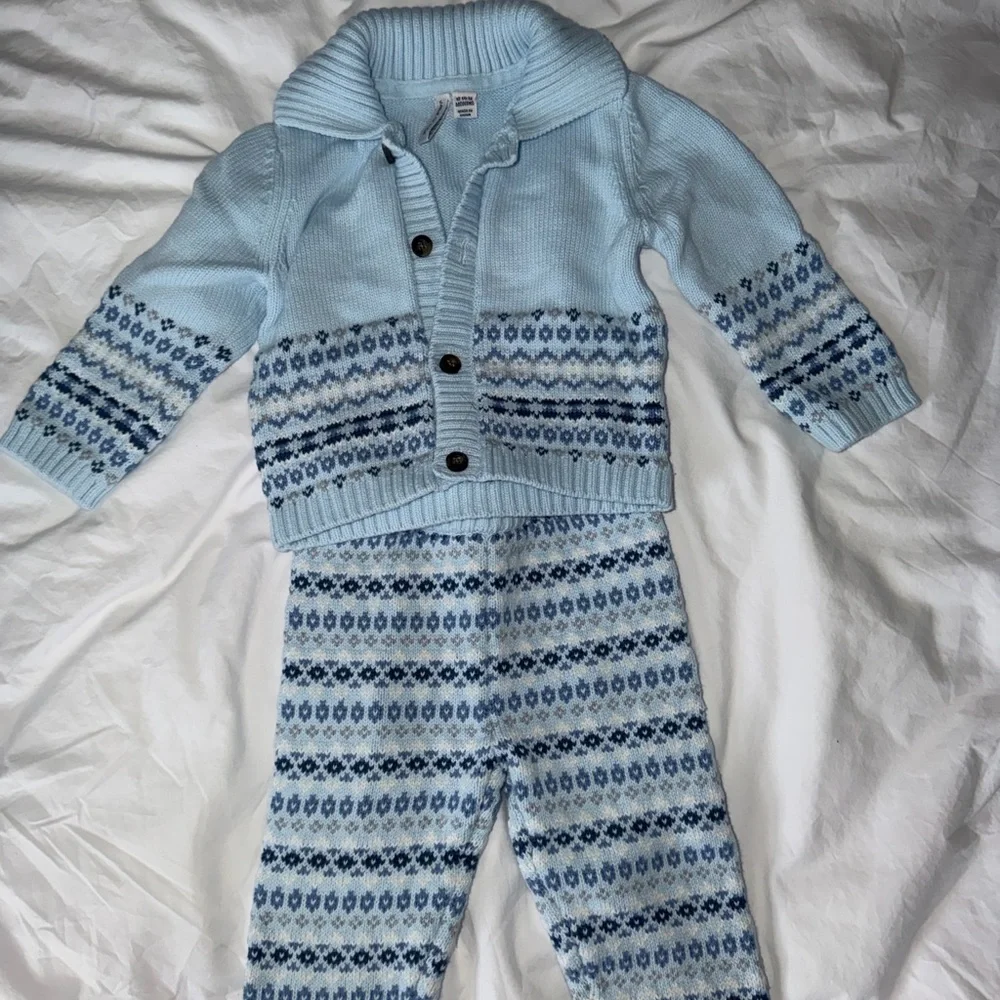 Janie and Jack Boys Red, Light Blue, Navy & Green Knit and Hoodie Set Mix